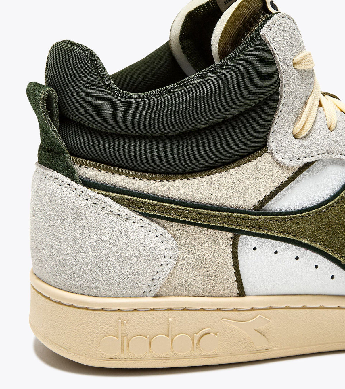 Diadora Magic Basket Demi Cut Suede Leather White/Kombu Green