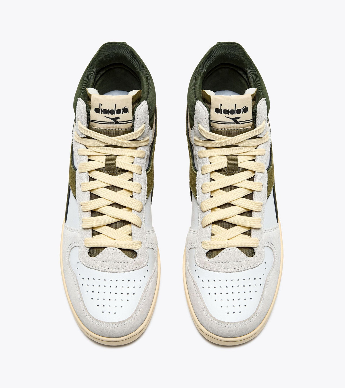 Diadora Magic Basket Demi Cut Suede Leather White/Kombu Green