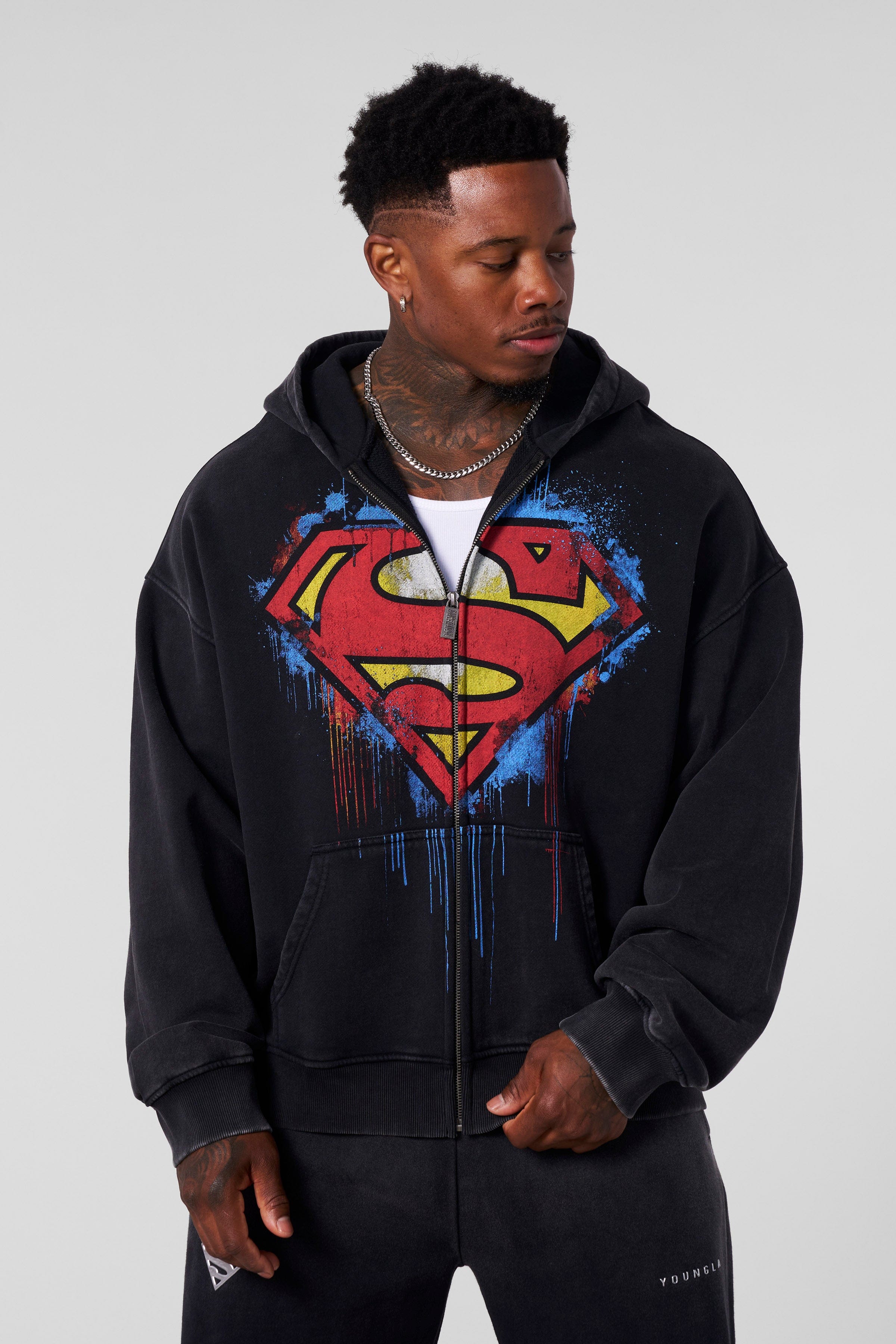 YoungLA 5011 - Superman Drip Zip-Ups Black Wash