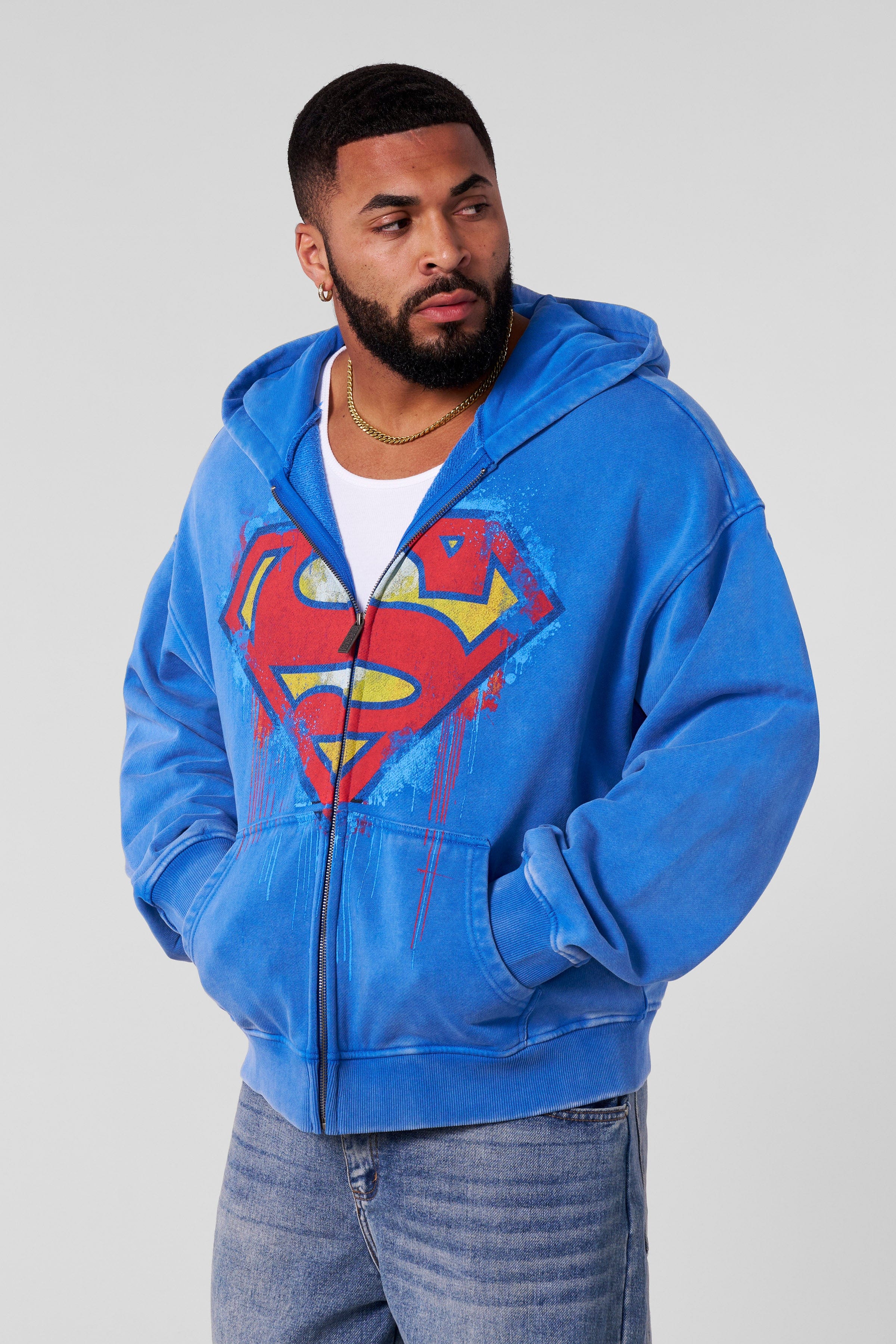 YoungLA 5011 - Superman Drip Zip-Ups Blue Wash