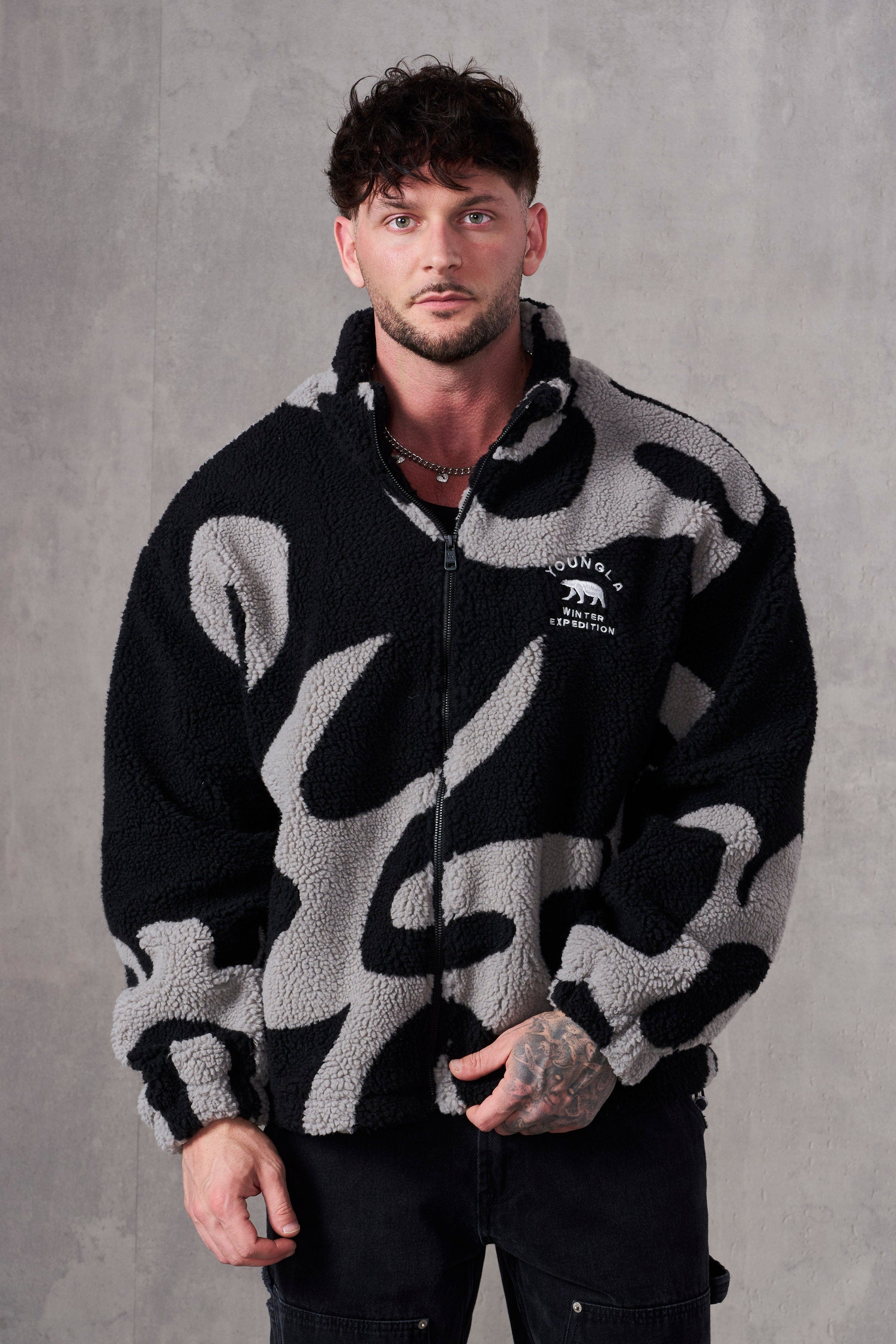 YoungLA 5017 - Polar Sherpa Jacket Black/Grey