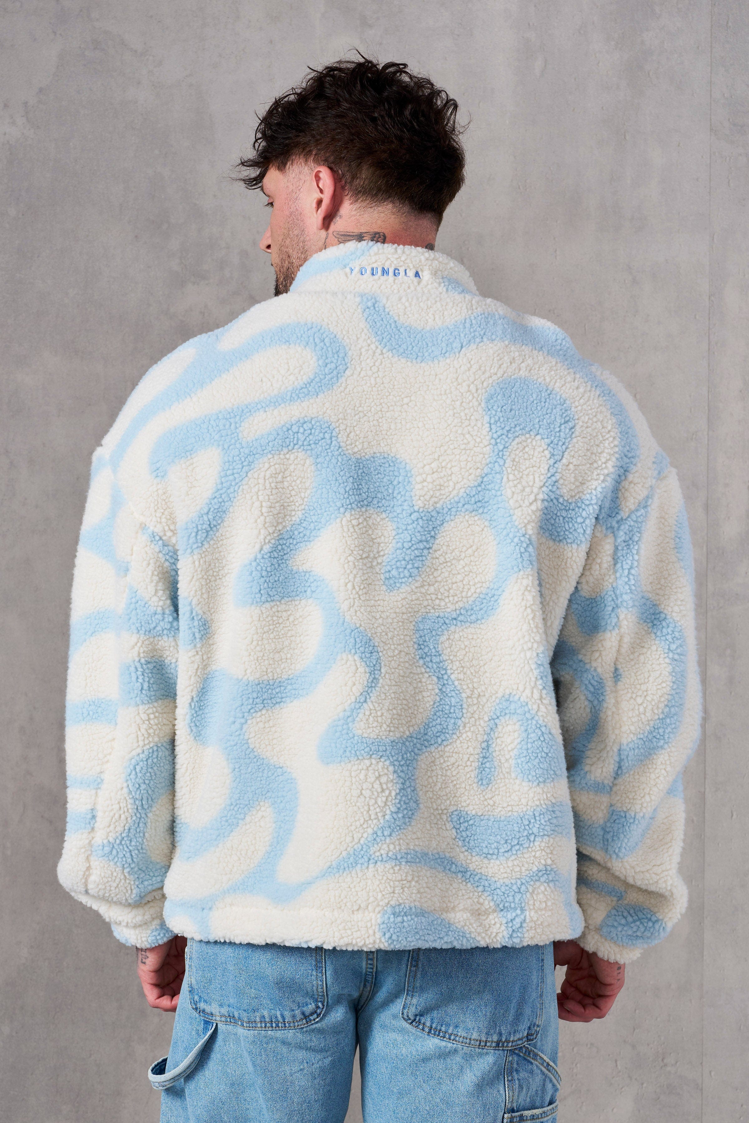 YoungLA 5017 - Polar Sherpa Jacket Cream/Steel Blue