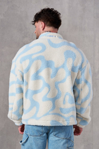 YoungLA 5017 - Polar Sherpa Jacket Cream/Steel Blue