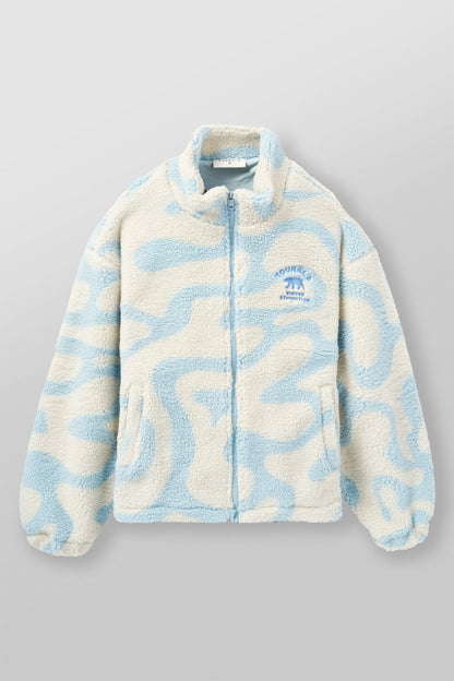 YoungLA 5017 - Polar Sherpa Jacket Cream/Steel Blue