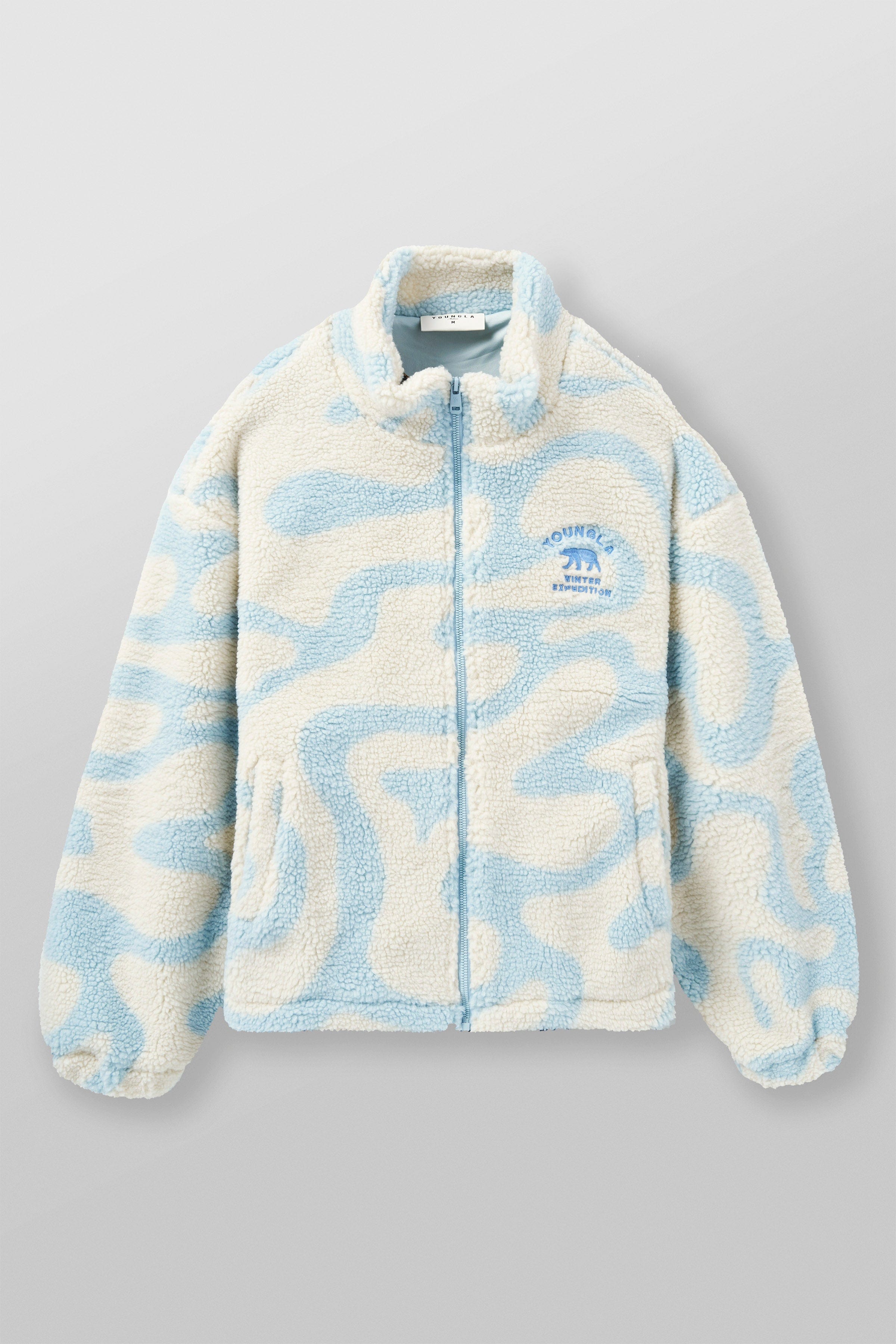 YoungLA 5017 - Polar Sherpa Jacket Off-White/Blue