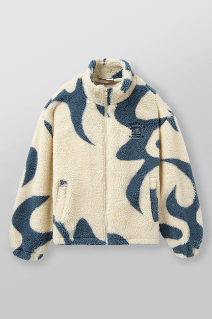 YoungLA 5017 - Polar Sherpa Jacket Cream/Steel Blue