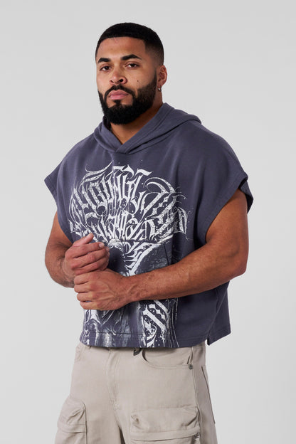 YoungLA 5045 - Angel Cut-Off Hoodies Grey Wash