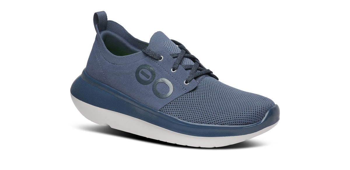 Oofos Men's Lace-Up Shoe White & Moroccan Blue
