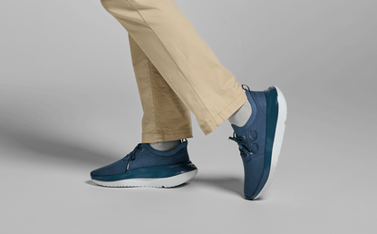 Oofos Men's Lace-Up Shoe White & Moroccan Blue