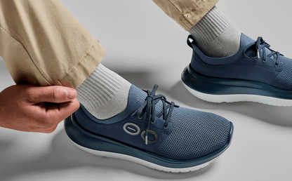 Oofos Men's Lace-Up Shoe White & Moroccan Blue