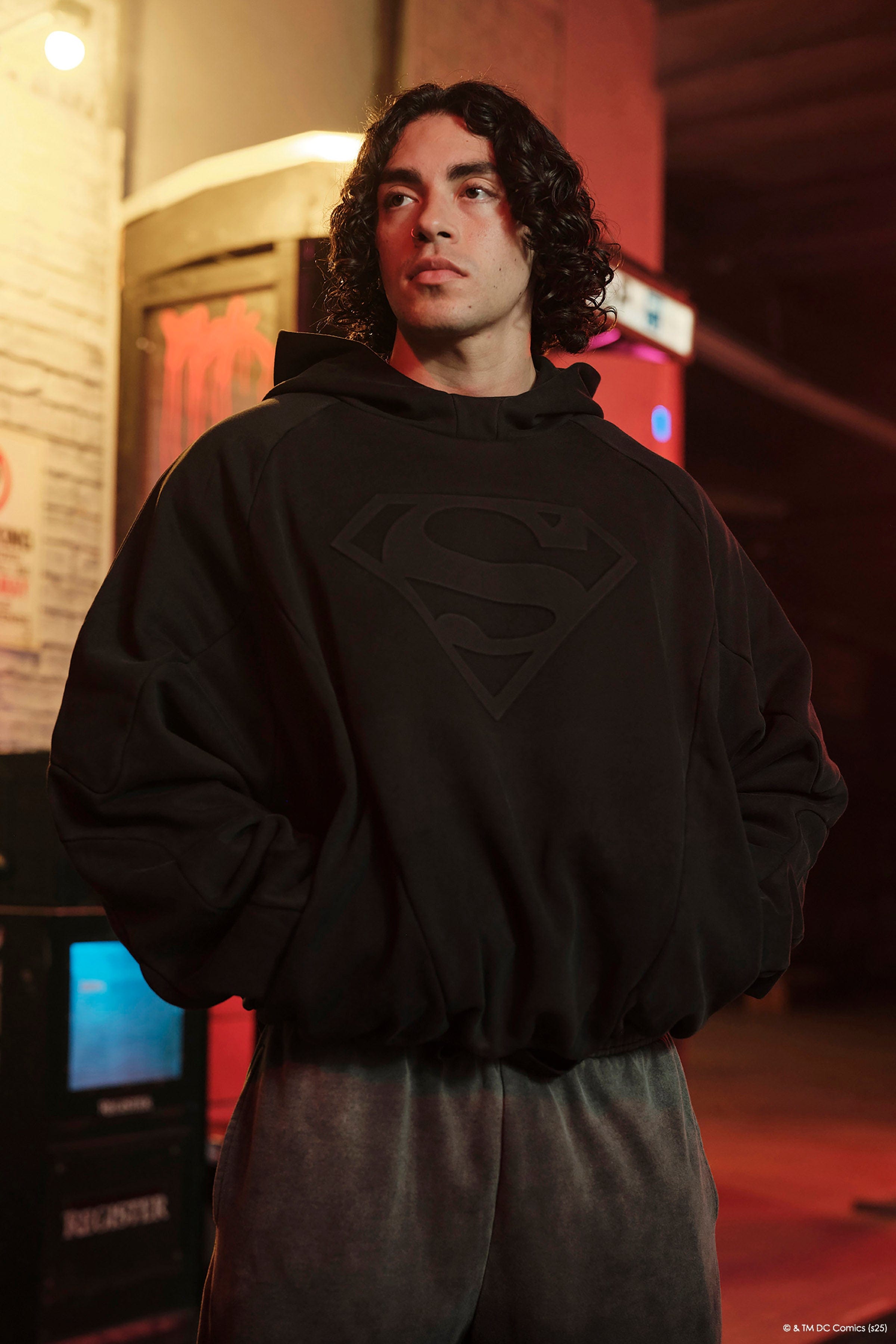YoungLA 5094 - Superman Shield Hoodies Black Wash