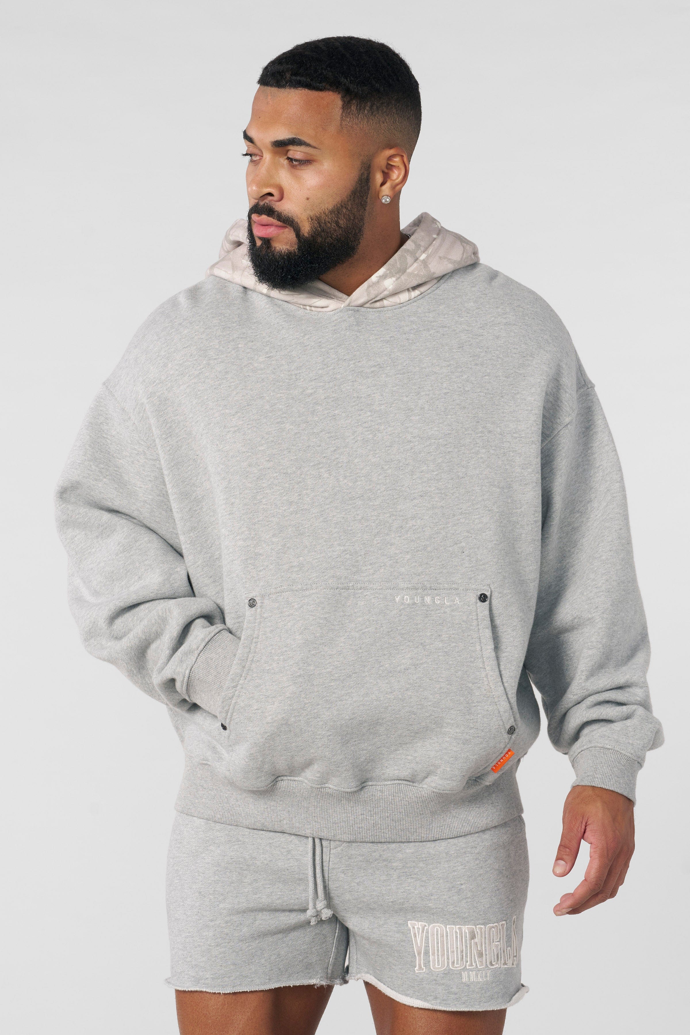 YoungLA 5098 - Tree Camo Hoodies Heather Grey