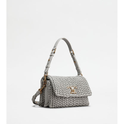 Tods T Timeless Flap Bag In Leather Mini Grey
