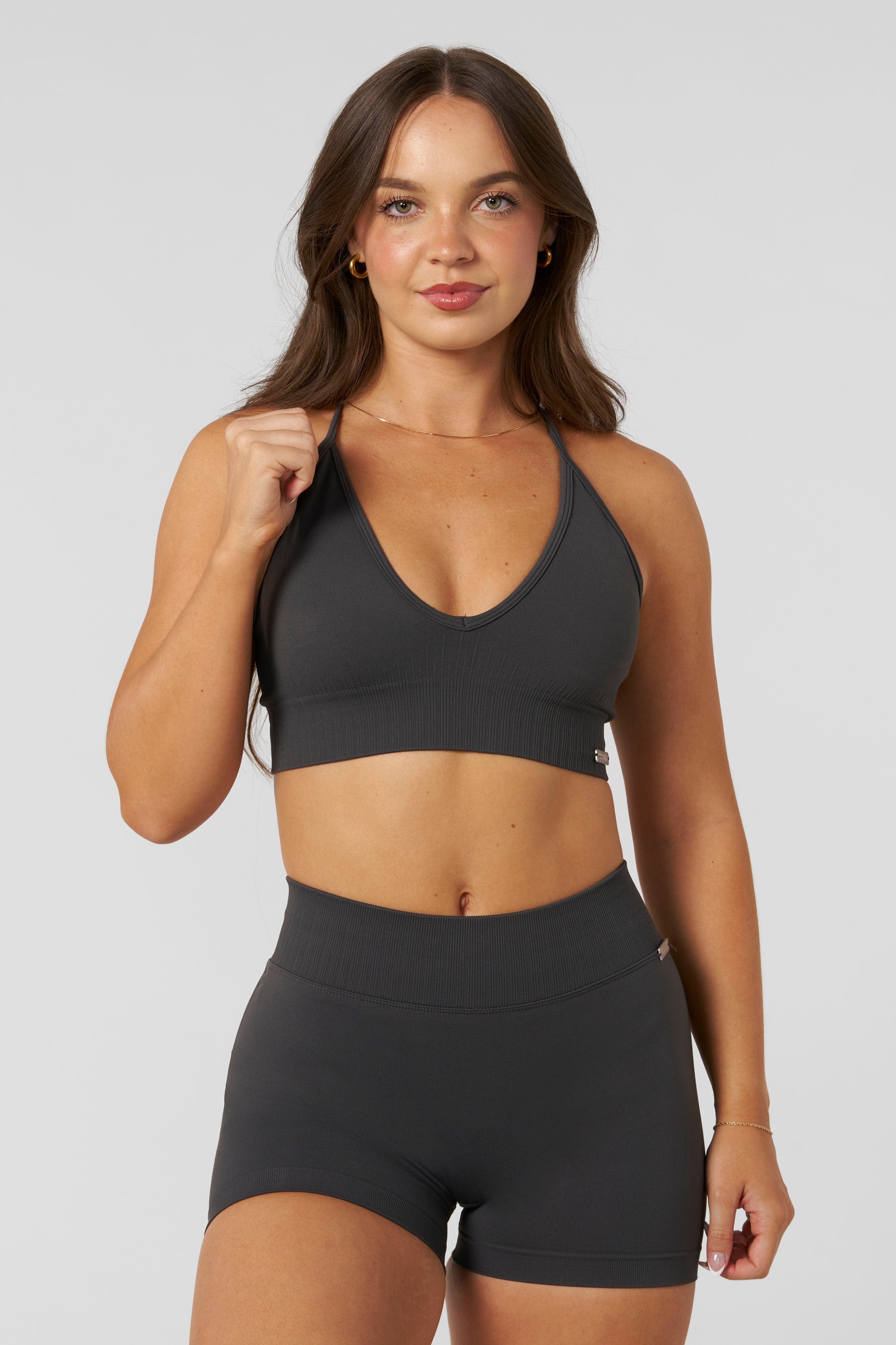YoungLA W367 - Sculpt Seamless Plunge Bra Charcoal