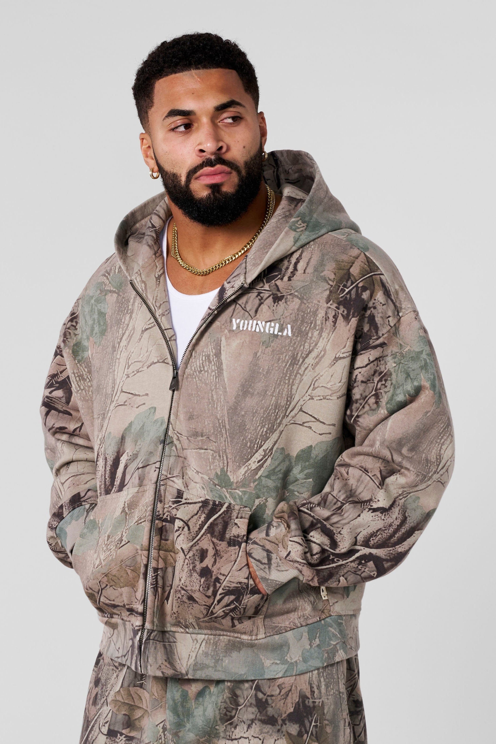 YoungLA 5116 - Tree Camo Collection - Zip Ups Beige Tree Camo