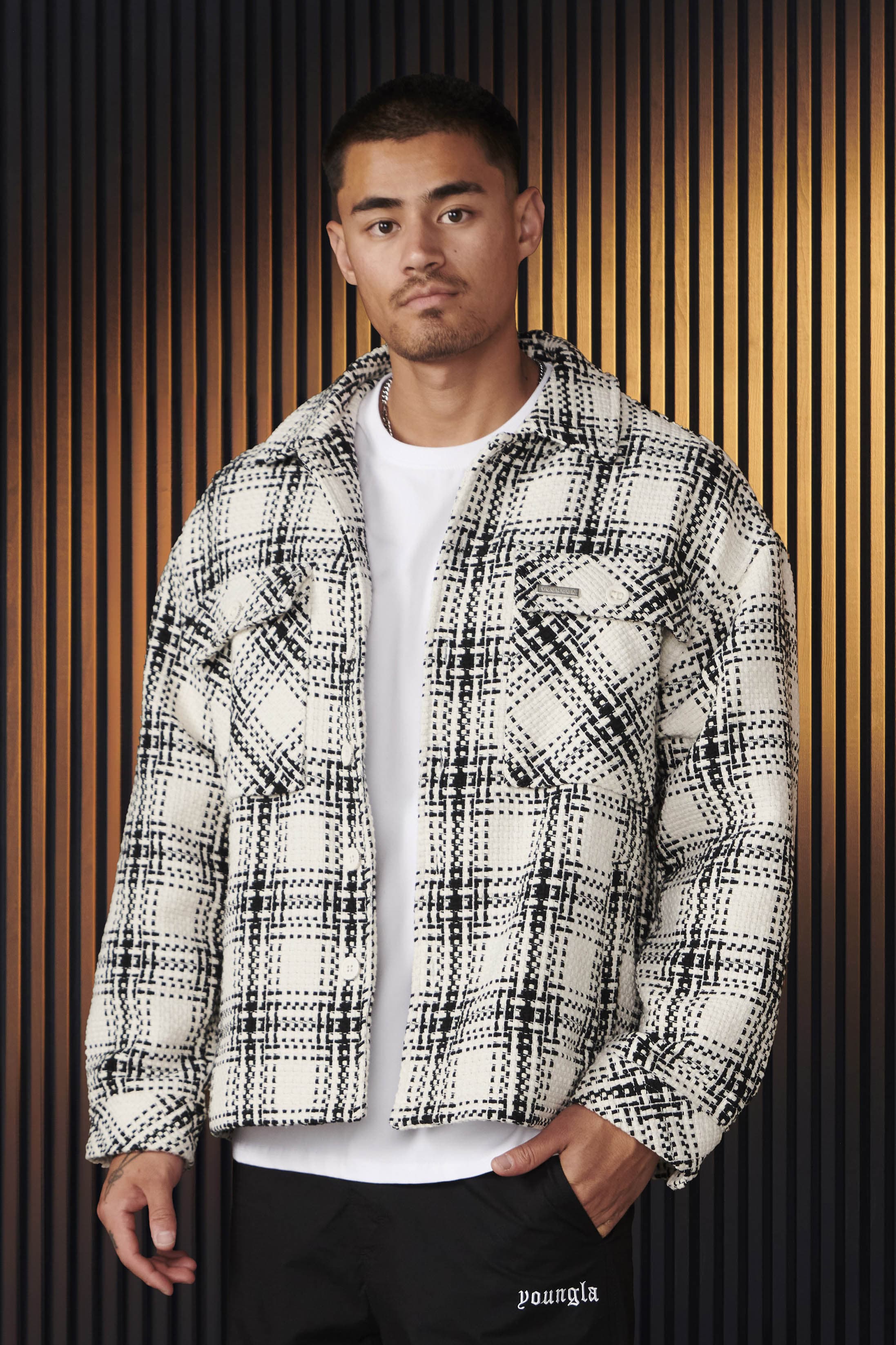 YoungLA 519 -  Woven Flannel Jackets Black/White