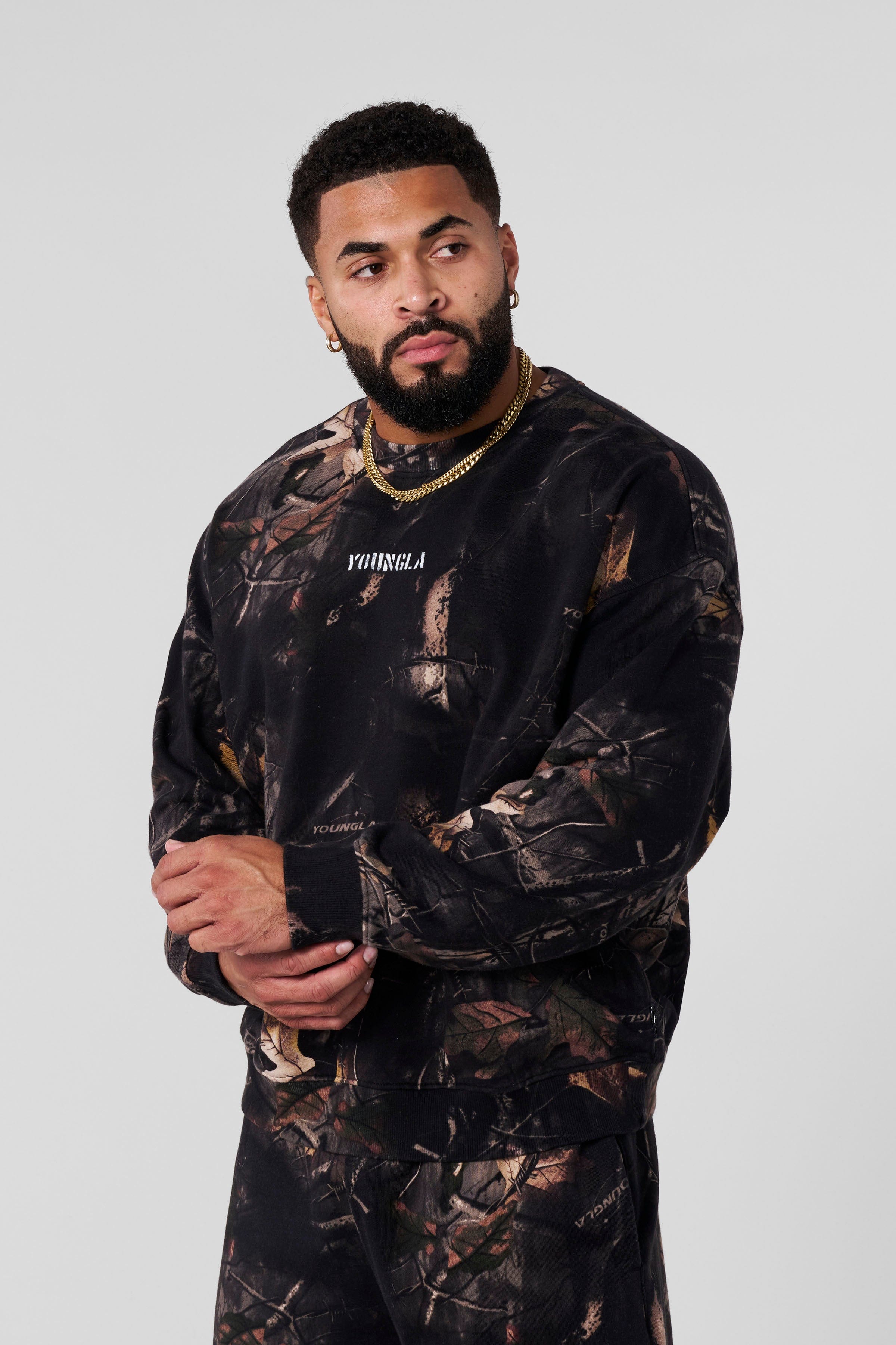 YoungLA 5206 - Tree Camo Collection - Crewnecks Black Tree Camo