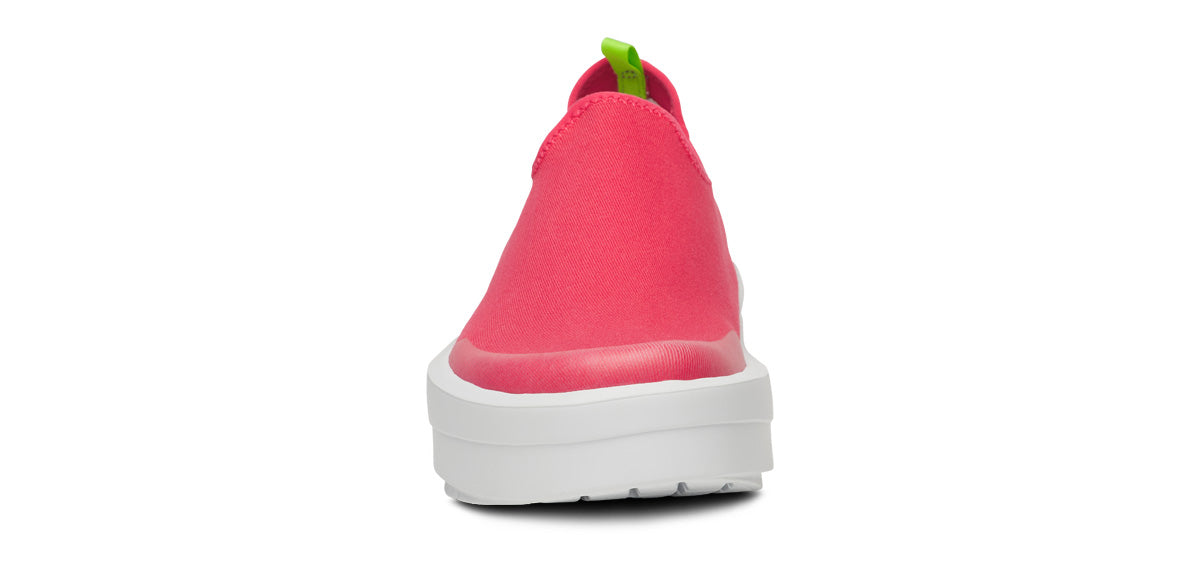 Oofos Women's Canvas Shoe White & Neon Berry