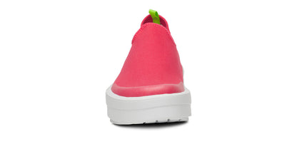 Oofos Women's Canvas Shoe White & Neon Berry