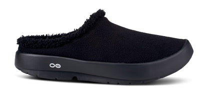 Oofos Men's Faux Sherpa Slipper Black Sherpa