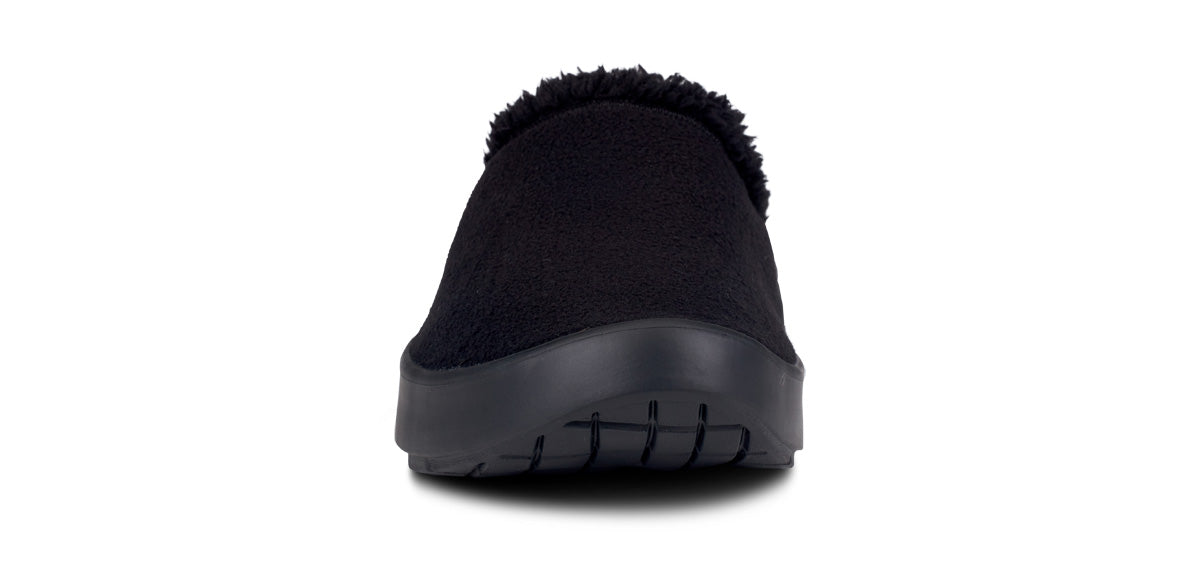 Oofos Men's Faux Sherpa Slipper Black Sherpa