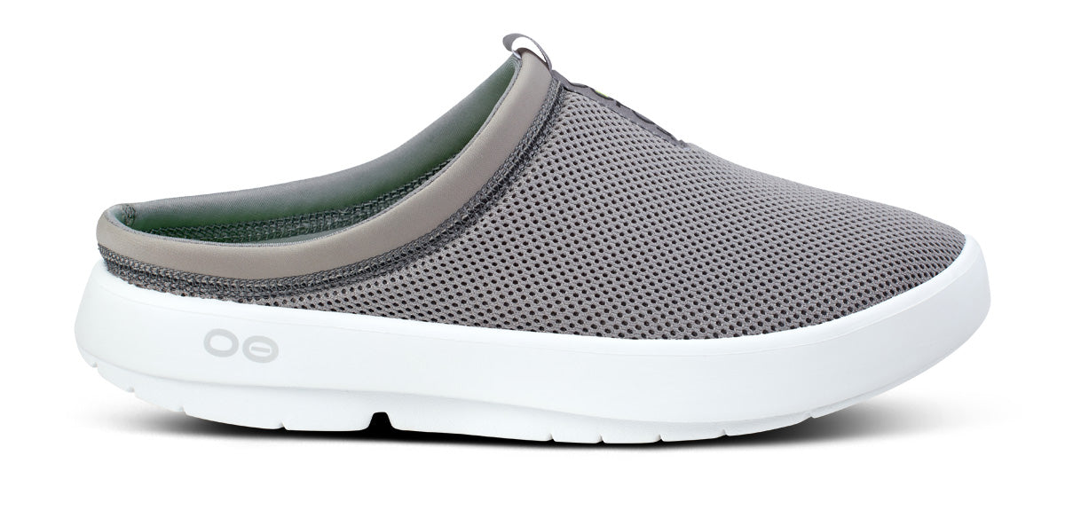 Oofos Men's Mesh Slipper White & Slate