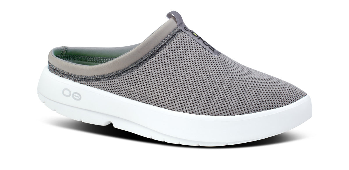 Oofos Men's Mesh Slipper White & Slate