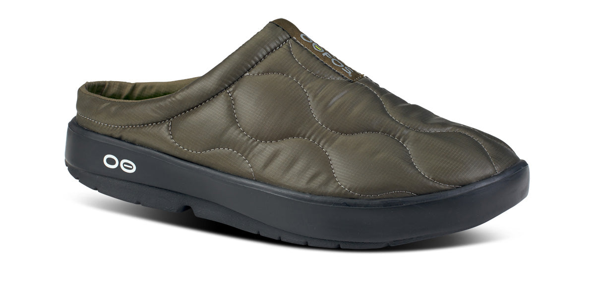 Oofos Men's Primaloft Slipper Black & Alpine Moss Thermo