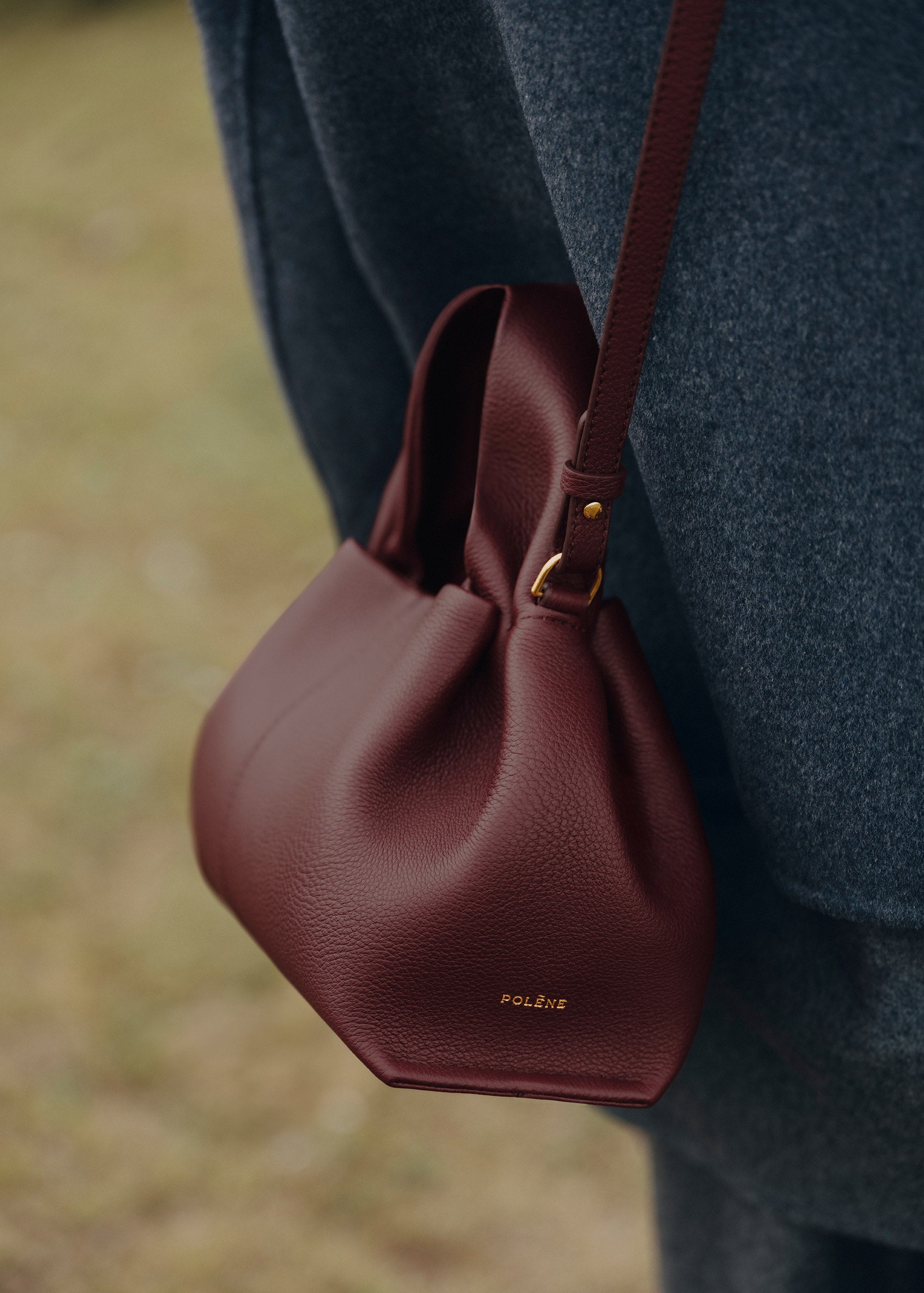 Polene Numero Neuf Mini Textured Black Cherry