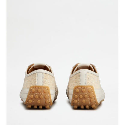 Tods Sneakers In Fabric And Leather White Beige Womens