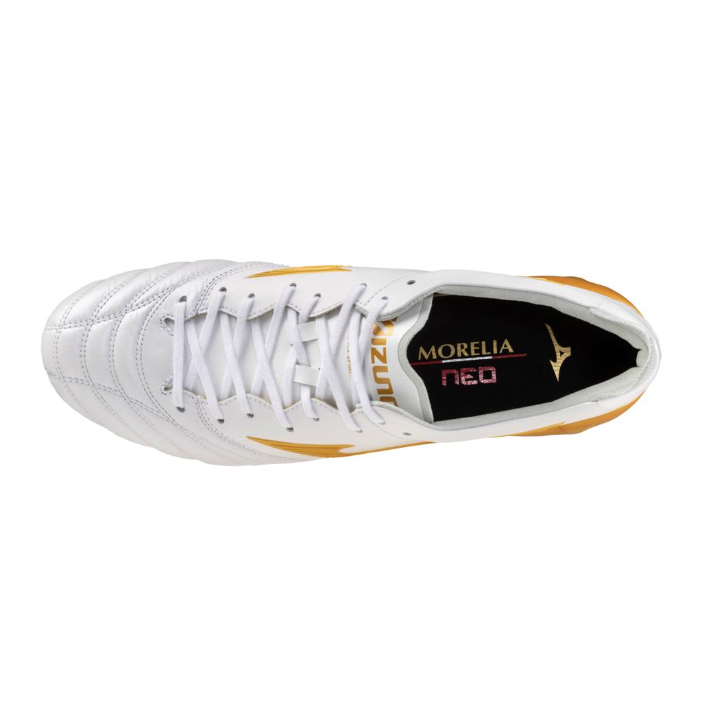 Mizuno Morelia Neo Iv Fg Firm Ground Made In Japan Kl Soccer Cleat White Gold