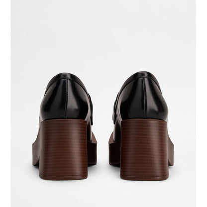 Tods Platform Loafers In Leather Black Womens