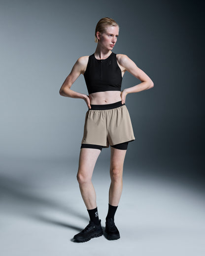 On 3" Performance 2/1 Shorts Cinder | Black (Women's)