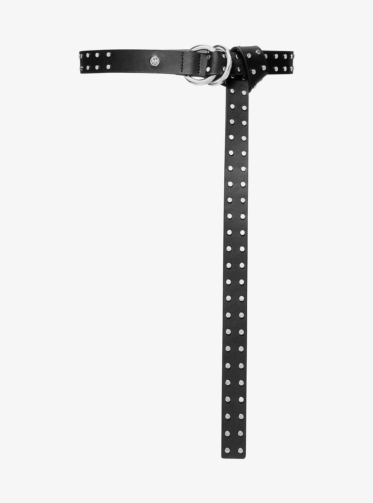 Studded Double Ring Belt Black-Silver Black-Silver