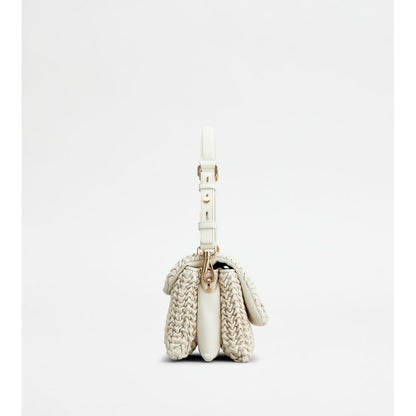 Tods T Timeless Flap Bag In Leather Mini Off White