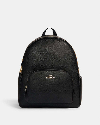Large Court Backpack Pebbled Leather-Gold-Black Pebbled Leather-Gold-Black