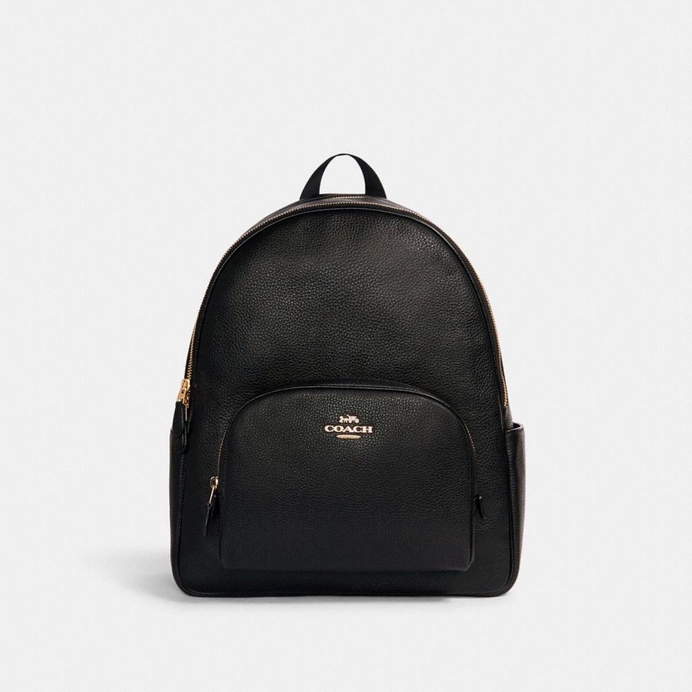 Large Court Backpack Pebbled Leather-Gold-Black Pebbled Leather-Gold-Black