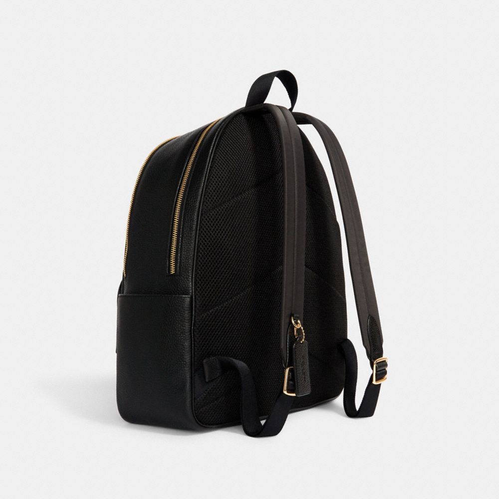Large Court Backpack Pebbled Leather-Gold-Black Pebbled Leather-Gold-Black