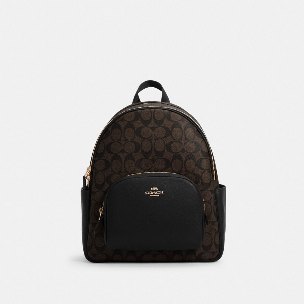 Court Backpack In Signature Canvas Signature Canvas-Gold-Brown Black Signature Canvas-Gold-Brown Black