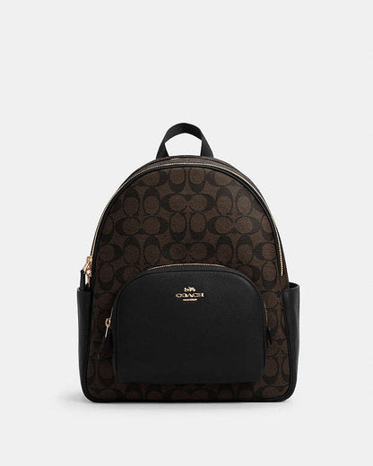 Court Backpack In Signature Canvas Signature Canvas-Gold-Brown Black Signature Canvas-Gold-Brown Black