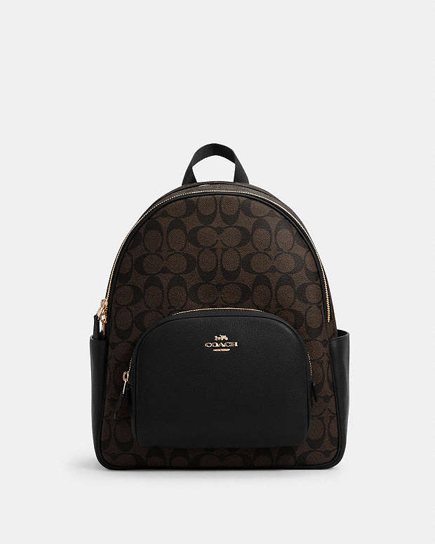Court Backpack In Signature Canvas Signature Canvas-Gold-Brown Black Signature Canvas-Gold-Brown Black