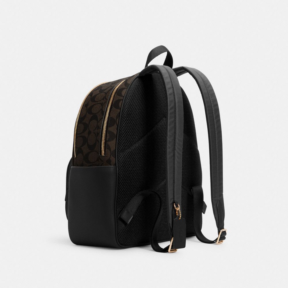 Court Backpack In Signature Canvas Signature Canvas-Gold-Brown Black Signature Canvas-Gold-Brown Black