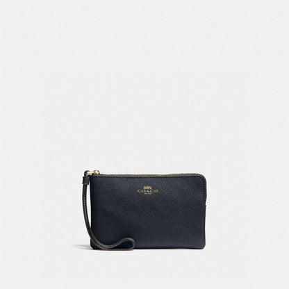 Coach Corner Zip Wristlet Gold Midnight
