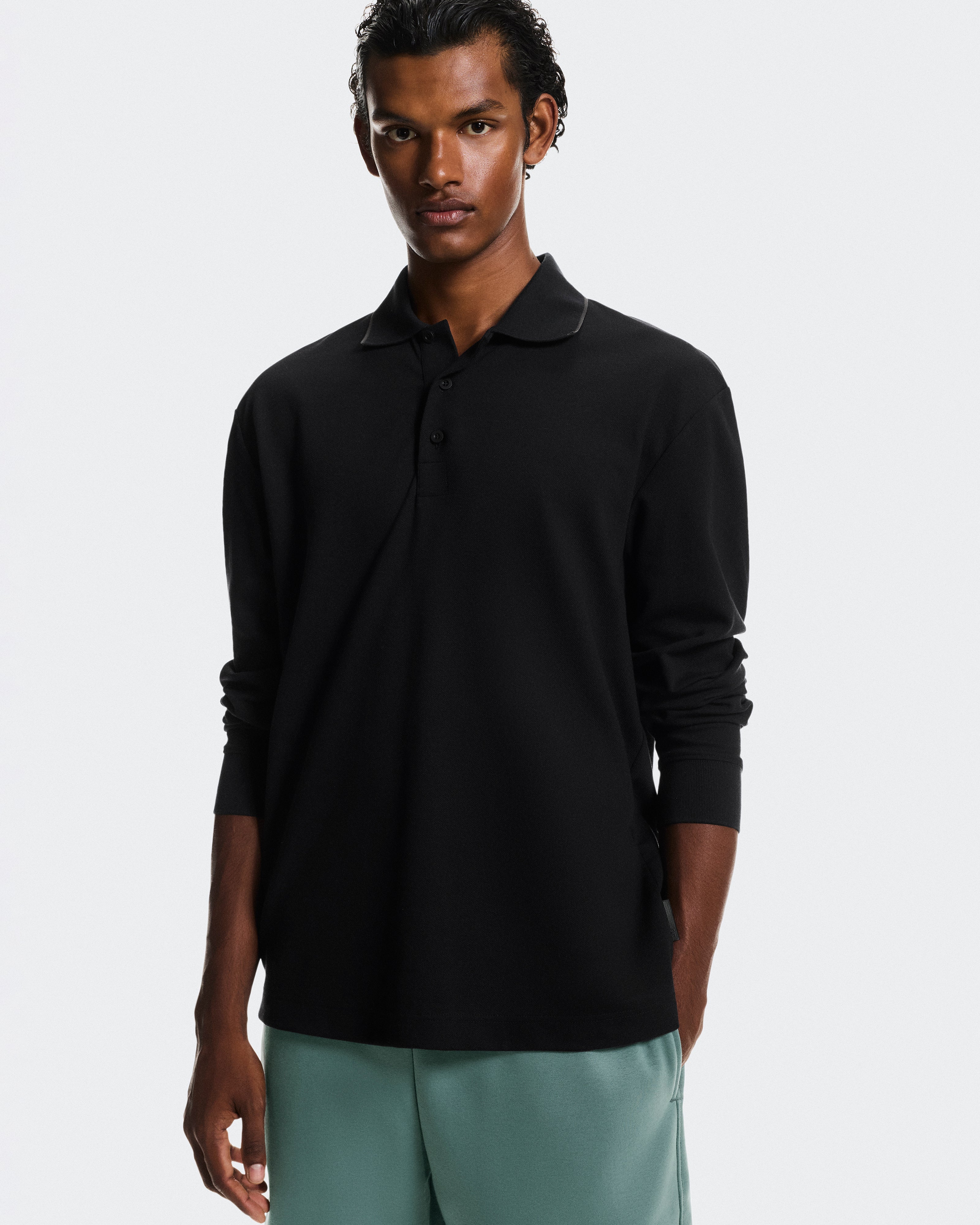 On Courtside Long-T Polo Black | Eclipse