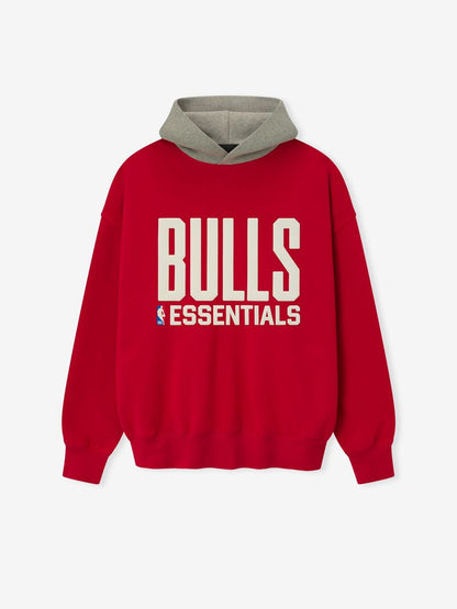 Essentials Bulls Sport Hoodie Red/Concrete Heather
