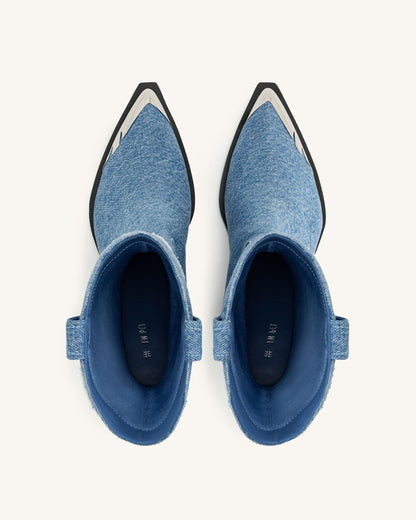 Jw Pei Riya Denim Cowboy Boot Blue
