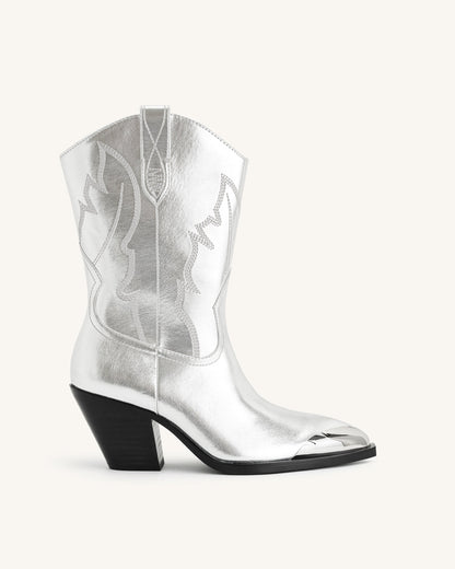 Jw Pei Riya Metallic Cowboy Boot Silver