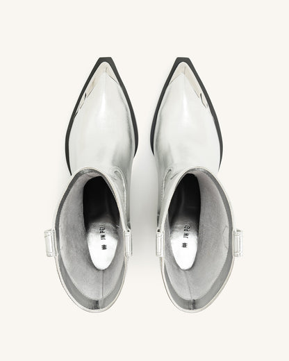 Jw Pei Riya Metallic Cowboy Boot Silver