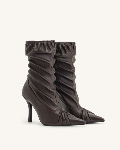 Jw Pei Joanne Paneled Detailing Leather Ankle Boots Burgundy