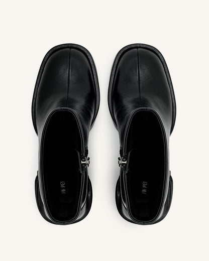 Jw Pei Saylor Round Toe Platform Ankle Boots Black